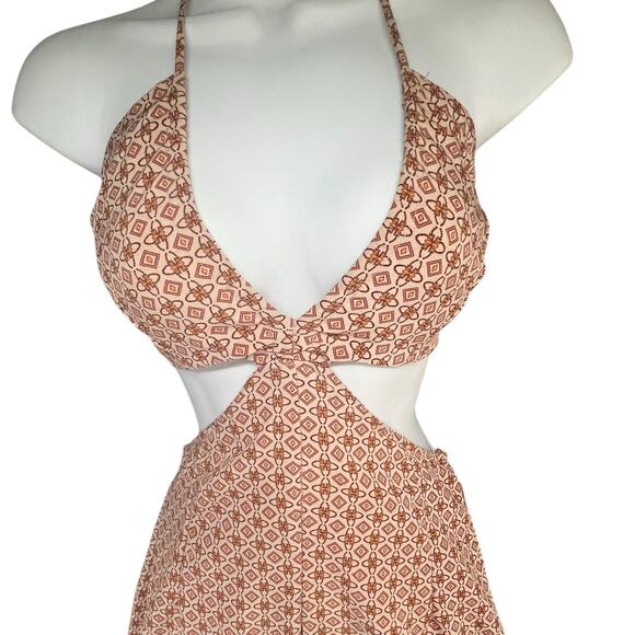 Sur La Cote Belinda Jumpsuit Womens XS Pink Soleil Geometric Halter Boho Beach - Picture 6 of 11